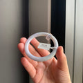 白底淡紫天然翡翠圆条手镯 | White & Lavender Jadeite Round Bangle