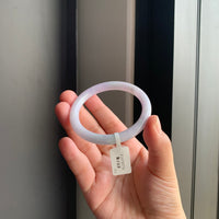淡紫罗兰天然翡翠圆条手镯 | Soft Lavender Jadeite Round Bangle