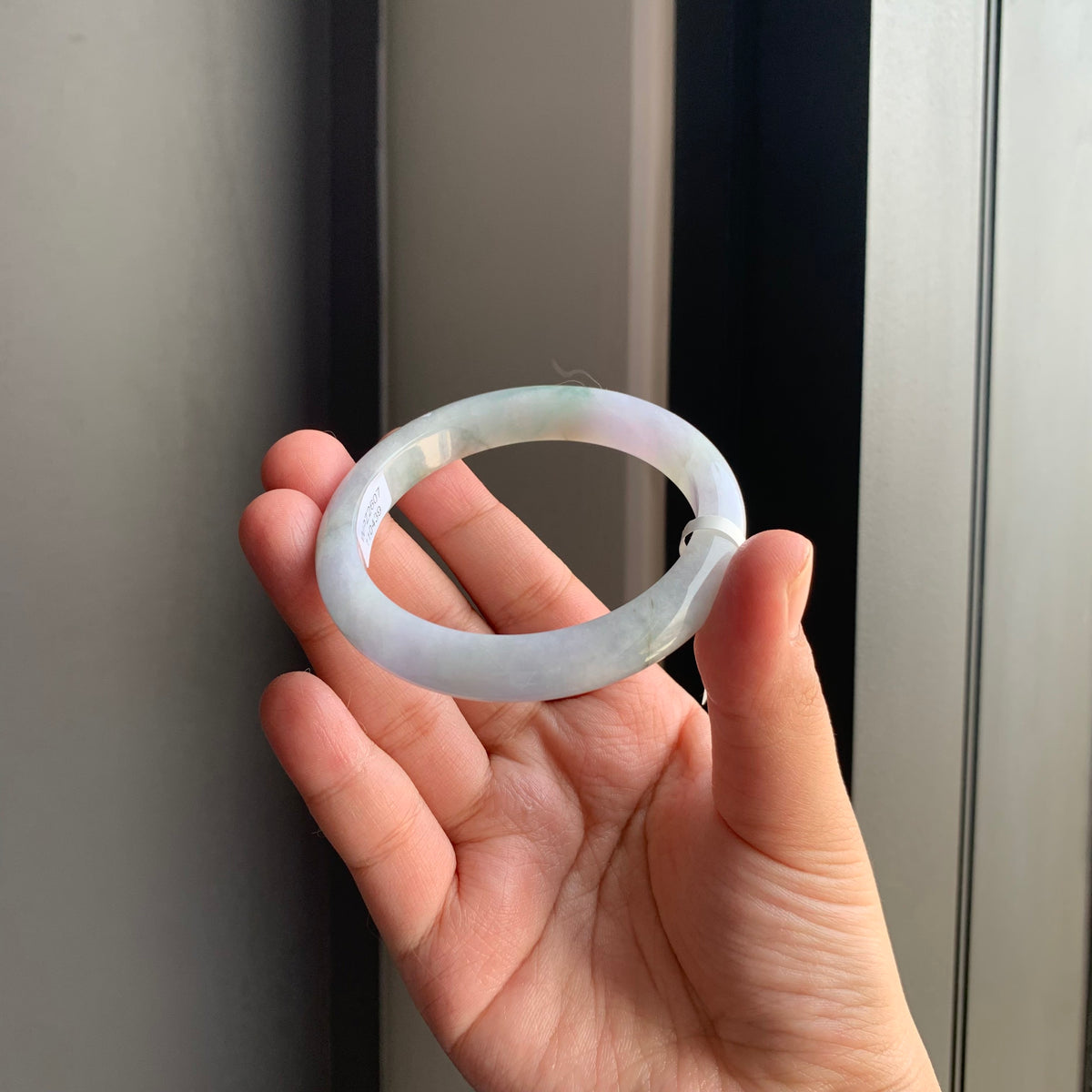 紫底飘绿天然翡翠手镯 | Lavender & Green Floating Bangle