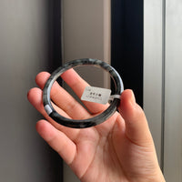 乌鸡翡翠圆条手镯 | Black Jadeite Round Bangle