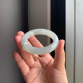 白底青翡翠正圈手镯 | White Base with Green Jadeite Bangle