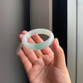 白底飘绿翡翠贵妃手镯 | White Base with Floating Green Jadeite Oval Bangle