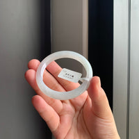 白底飘绿翡翠正圈手镯 | White Base with Floating Green Jadeite Bangle