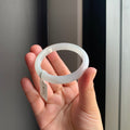 白底飘绿翡翠正圈手镯 | White Base with Floating Green Jadeite Bangle