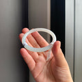 清润白冰圆条翡翠手镯 | Soft Icy White Jadeite Round Bangle