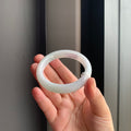 清雅白底青翡翠正圈手镯 | Elegant White Base Green Jadeite Bangle