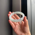 清雅白底青翡翠正圈手镯 | Soft White & Green Jadeite Bangle