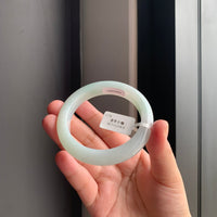 清润白底青翡翠正圈手镯 | Soft White & Green Jadeite Bangle