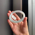 清透白底青圆条手镯 | Soft White & Green Jadeite Round Bangle