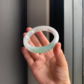 清润白底飘绿翡翠正圈手镯 | White Base with Floating Green Jadeite Bangle