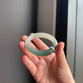 半山水油青翡翠贵妃手镯 | Half-Mountain Water Oily Green Jadeite Oval Bangle