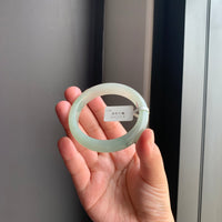 冰润白底青翡翠正圈手镯 | Icy White & Green Jadeite Bangle