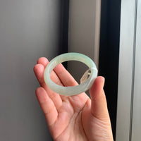 清润白底青翡翠正圈手镯 | Soft White & Green Jadeite Bangle
