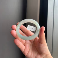 清透淡绿白底翡翠正圈手镯 | Soft Green and White Jadeite Bangle