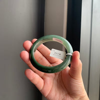 深绿半山水油青正圈手镯 | Deep Green Half-Mountain Water Oily Green Jadeite Bangle