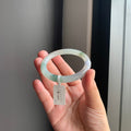 冰飘花翡翠圆条手镯 | Icy Floating Green Jadeite Round Bangle
