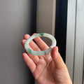 冰飘绿翡翠圆条手镯 | Icy Floating Green Jadeite Round Bangle