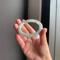 冰润飘花翡翠圆条手镯 | Icy Floating Green Jadeite Round Bangle