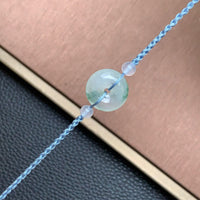 飘花平安扣手绳 | Jadeite Donut with Floating Green Cord Bracelet