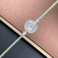 飘花平安扣手绳 | Jadeite Donut with Floating Green Cord Bracelet