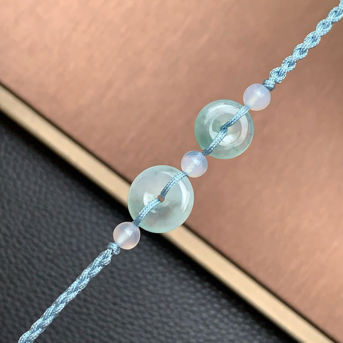 飘花平安扣手绳 | Jadeite Floating Green Donut Cord Bracelet