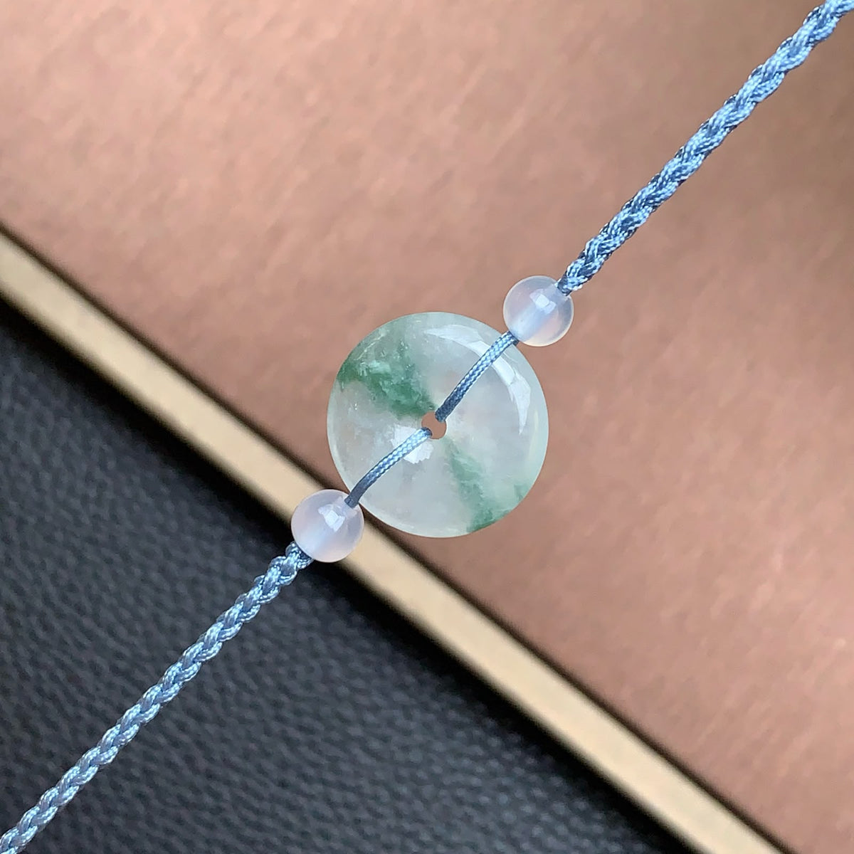 飘花平安扣手绳 | Jadeite Floating Green Donut Cord Bracelet
