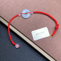 飘花平安扣手绳 | Jadeite Floating Green Donut Cord Bracelet
