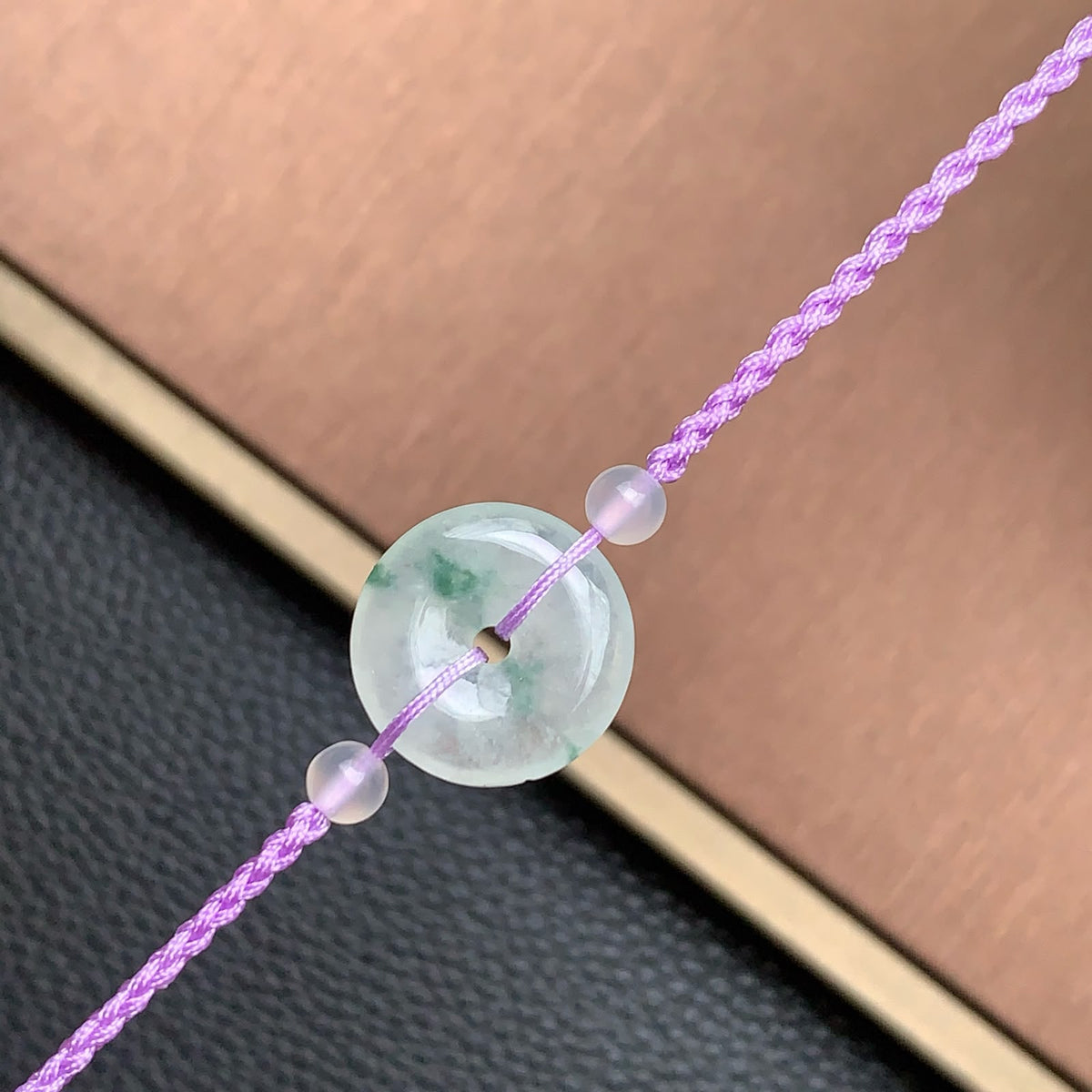 飘花平安扣手绳 | Jadeite Floating Green Donut Cord Bracelet
