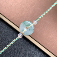 飘花平安扣手绳 | Jadeite Floating Green Donut Cord Bracelet