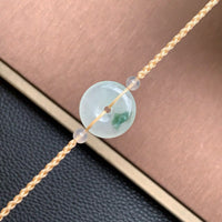 飘花平安扣手绳 | Jadeite Floating Green Donut Cord Bracelet