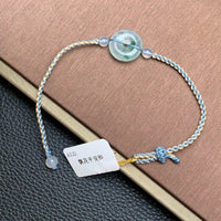飘花平安扣手绳 | Jadeite Floating Green Donut Cord Bracelet