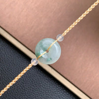 飘花平安扣手绳 | Jadeite Floating Green Donut Cord Bracelet