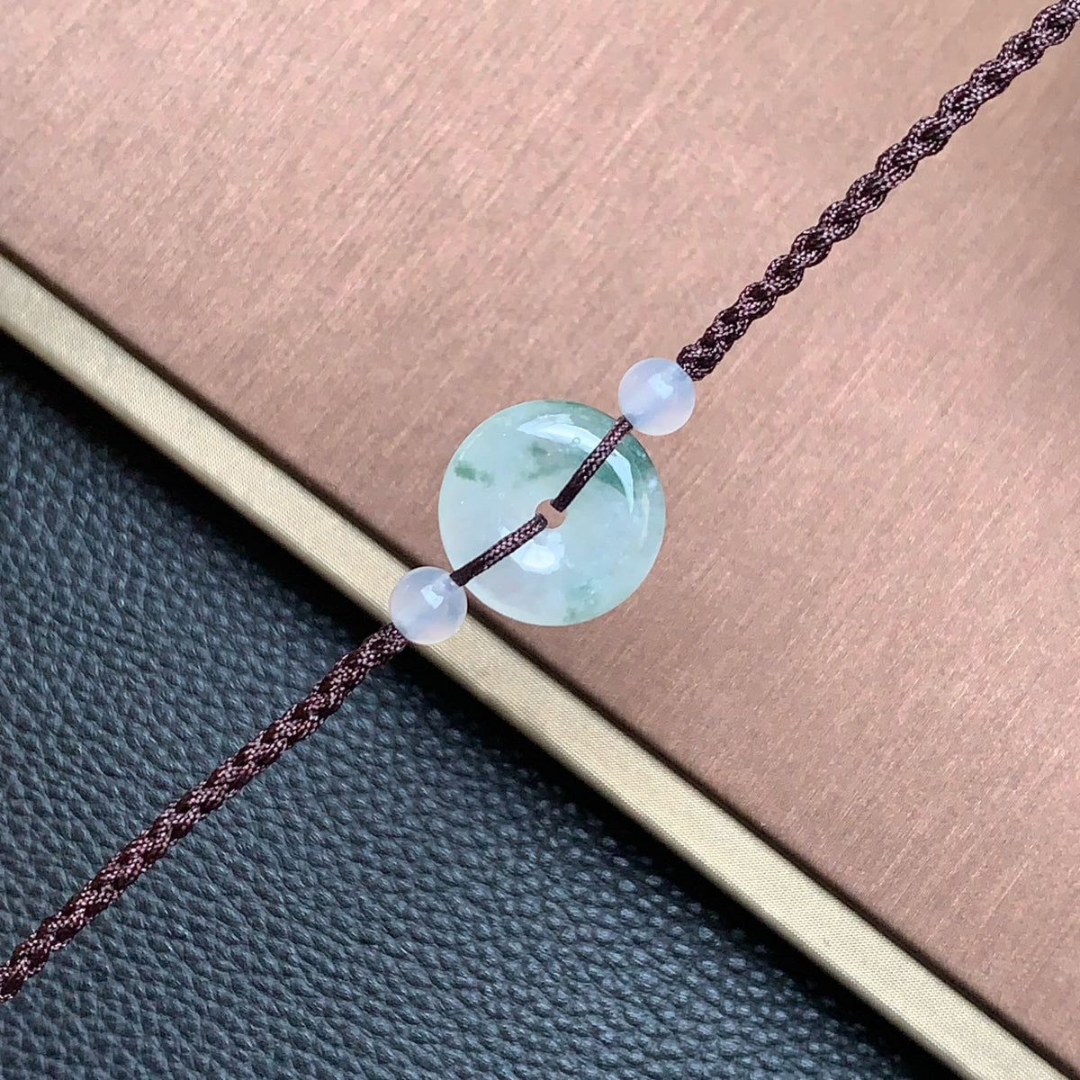 飘花平安扣手绳 | Jadeite Floating Green Donut Cord Bracelet