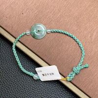 飘花平安扣手绳 | Jadeite Floating Green Donut Cord Bracelet