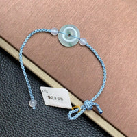 飘花平安扣手绳 | Jadeite Floating Green Donut Cord Bracelet