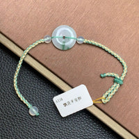 飘花平安扣手绳 | Jadeite Floating Green Donut Cord Bracelet