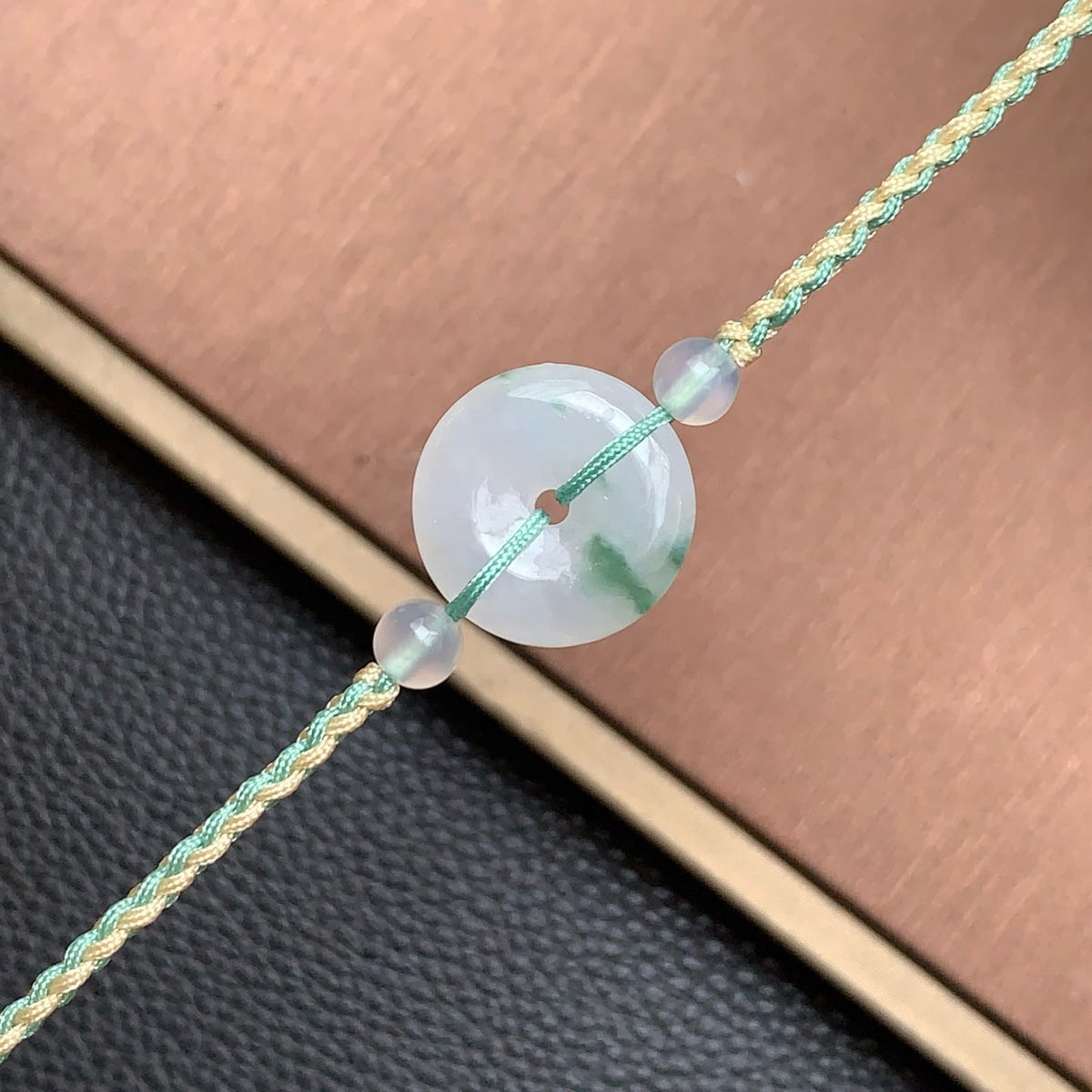 飘花平安扣手绳 | Jadeite Floating Green Donut Cord Bracelet