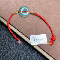 飘花平安扣手绳 | Jadeite Floating Green Donut Cord Bracelet