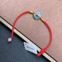 飘花平安扣手绳 | Jadeite Floating Green Donut Cord Bracelet