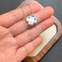 缅干青四叶草项链 | Dry Green Jadeite Four-Leaf Clover Necklace