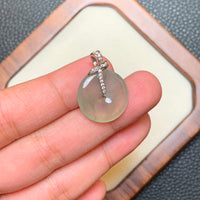冰胶淡绿翡翠平安扣吊坠 | Icy Translucent Light Green Jadeite Donut Pendant