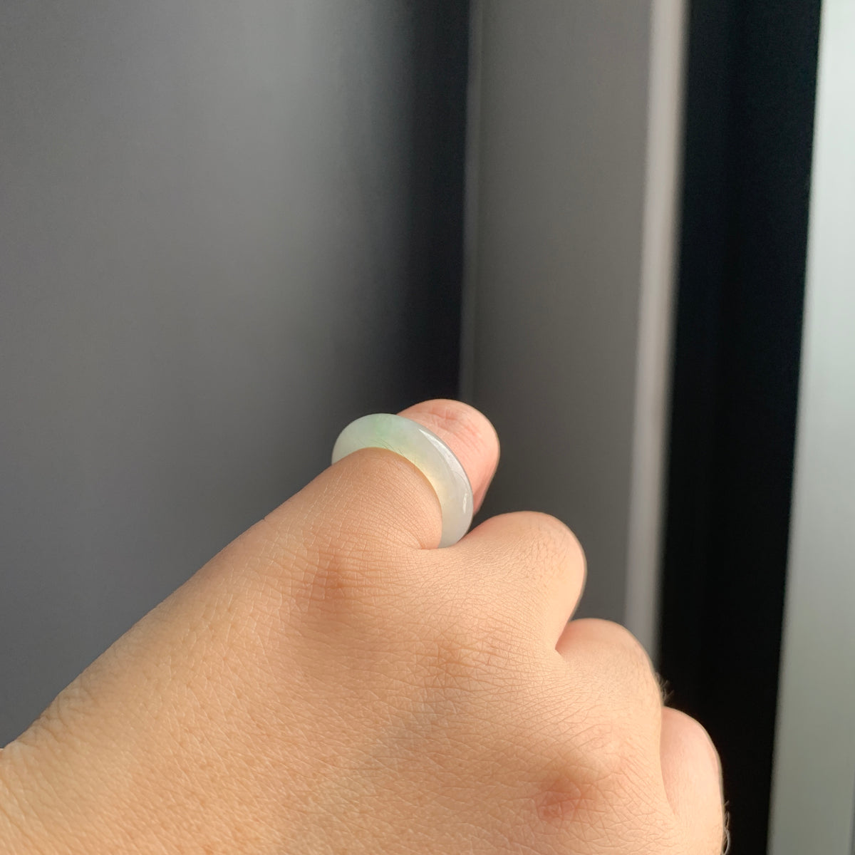冰胶天然翡翠戒指 | Icy White Jadeite Ring
