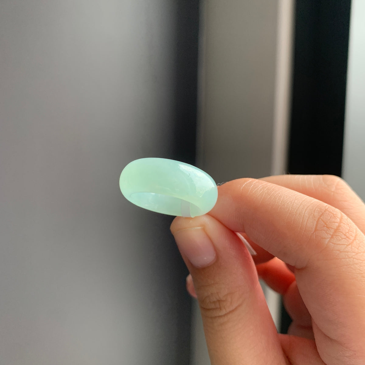 冰胶淡绿天然翡翠戒指 | Icy Light Green Jadeite Ring