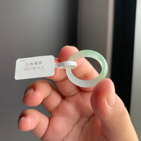 白冰飘绿翡翠戒指 | Icy White Jadeite Ring with Green