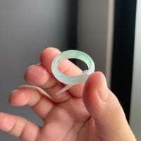 白冰飘绿翡翠戒指 | Icy White Jadeite Ring with Green