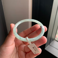 蓝绿天然翡翠细条子手镯