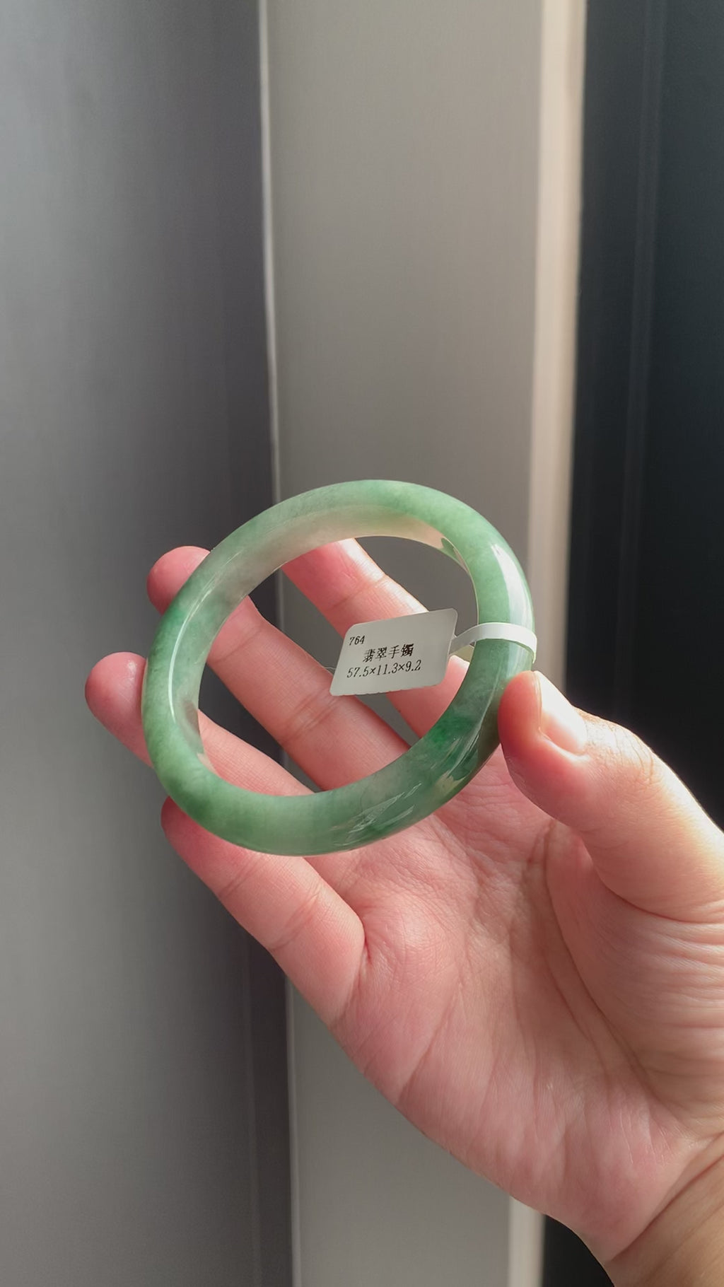 满色油青天然翡翠正圈手镯